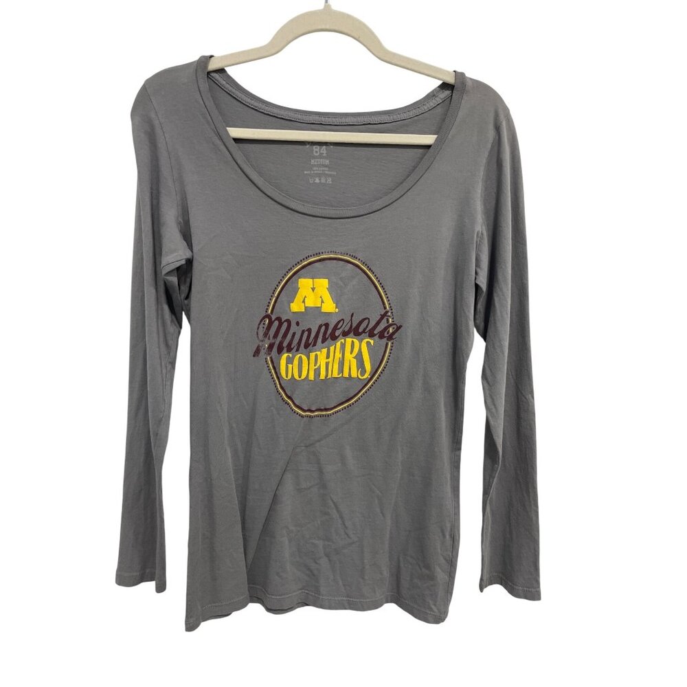 Blue 84 Graphic Tee Size Medium Minnesota Gophers Long Sleeve Shirt Gray Cotton